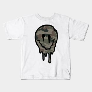 Camoflage Drippy Smiley Face Kids T-Shirt